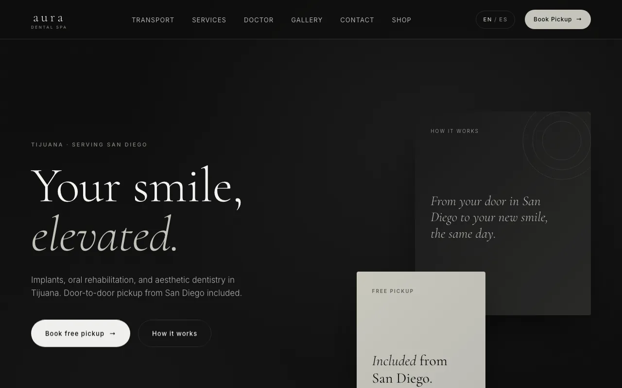 Sitio web de Aura Dental Spa